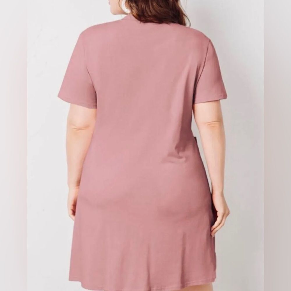 Shein Curve Women’s Pink Twist Cut-Out Front Cotton Blend Mini Dress Size: 2XL - Picture 3 of 9